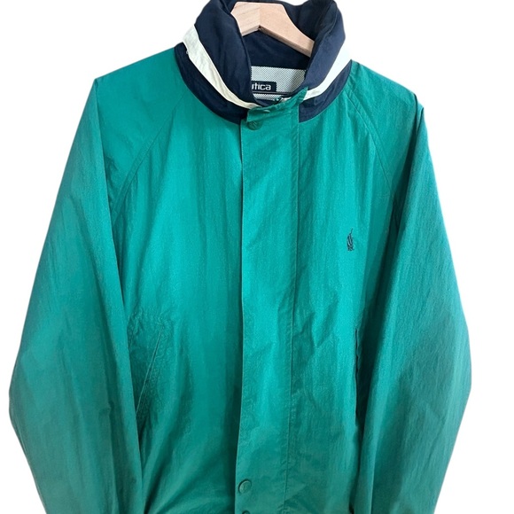Vintage Nautica Blue Green Windbreaker Jacket - Size L - Picture 3 of 5